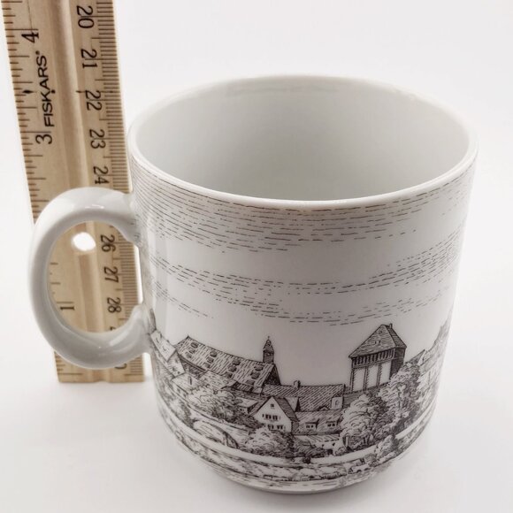 VINTAGE Ulm Danube River German cityscape image white black ceramic mug teacup - Picture 2 of 12